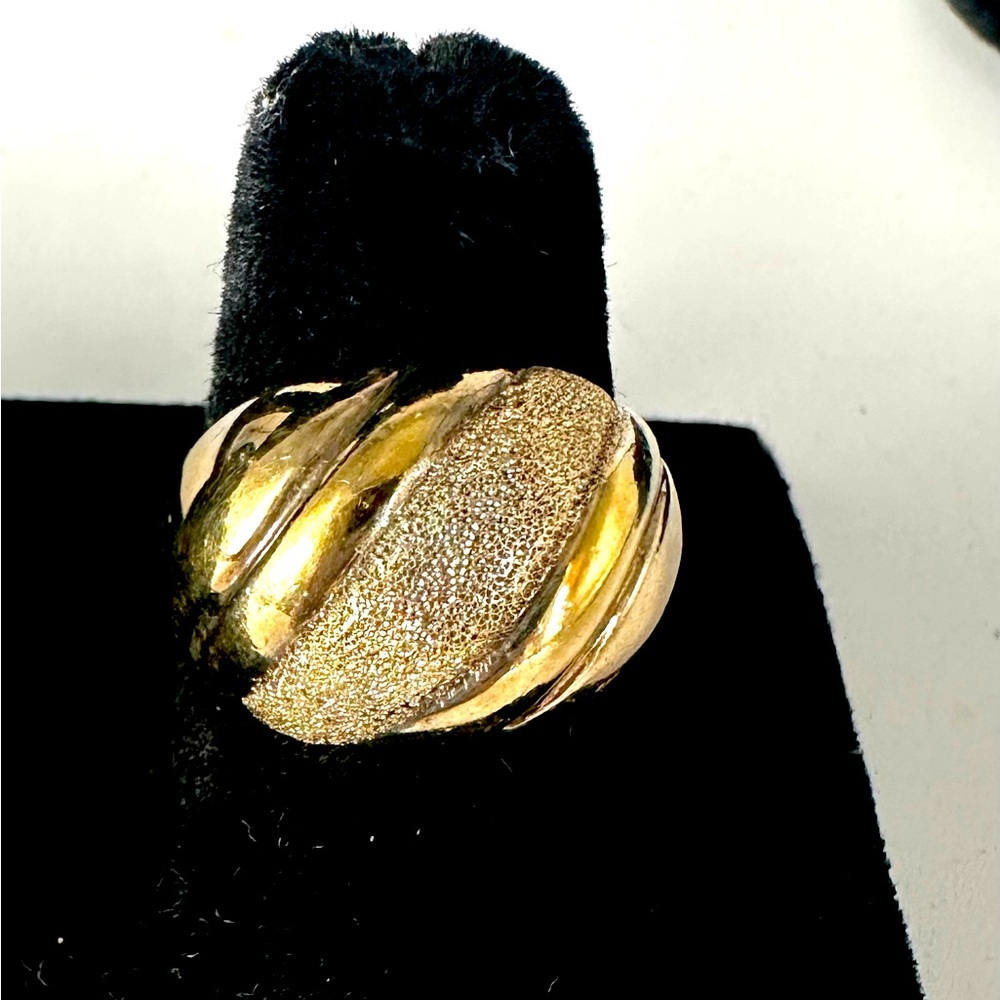 925 Vermeil Bombe Ring Size 7.25 Gold Wash Italy UTC Dome